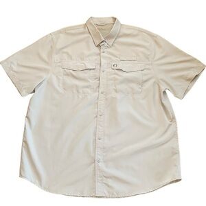 The American Outdoorsman Mens Short Sleeve Button Up Offwhite Shirt Size XXL